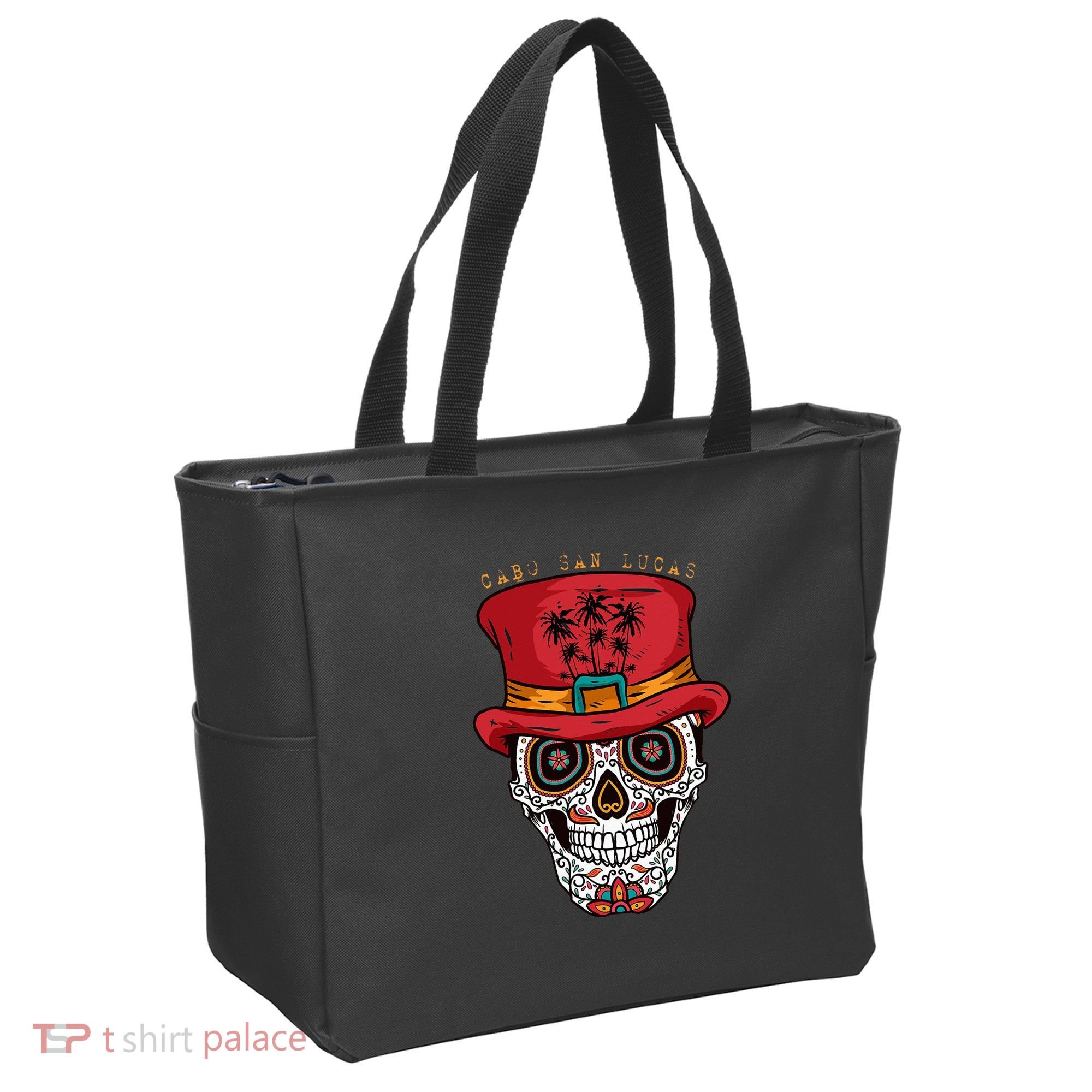 Cabo San Lucas Sugar Skull & Hat Souvenir Tote Bag