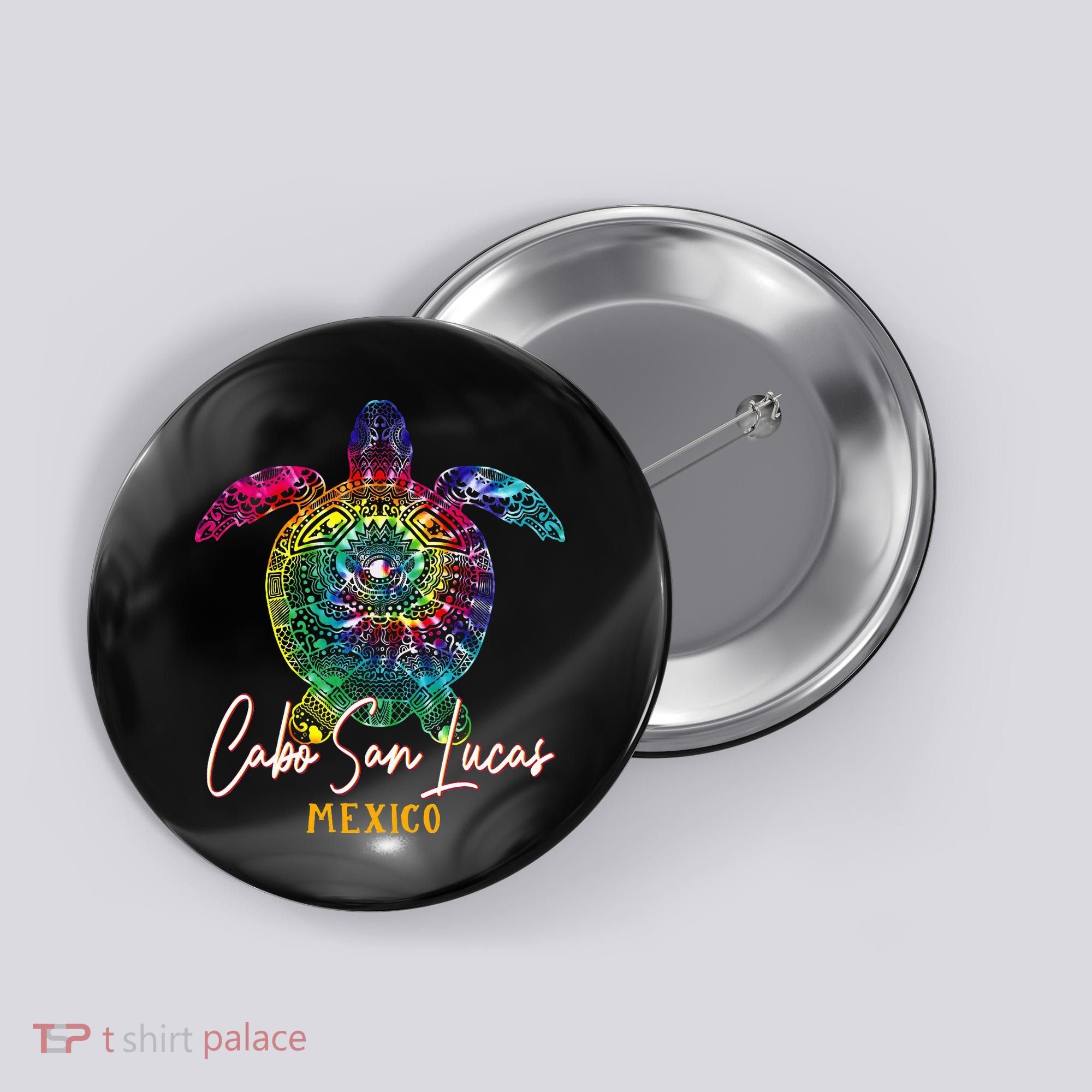 Cabo San Lucas Tie Dye Sea Turtle Vacation Button
