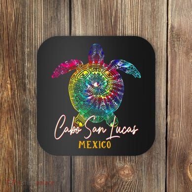 Cabo San Lucas Tie Dye Sea Turtle Vacation Coaster