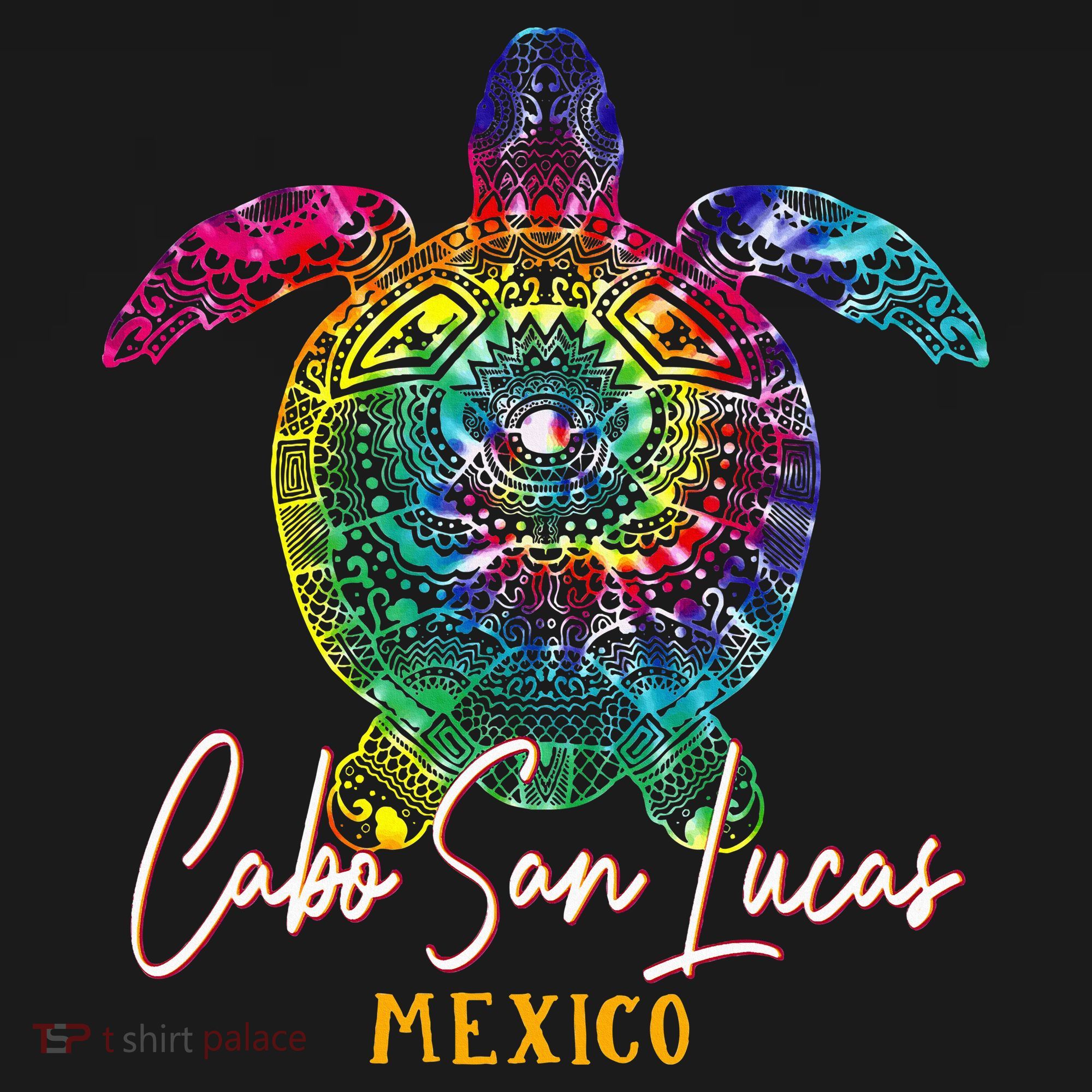 Cabo San Lucas Tie Dye Sea Turtle Vacation Polo