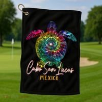 Cabo San Lucas Tie Dye Sea Turtle Vacation Golf Towel thumb 1