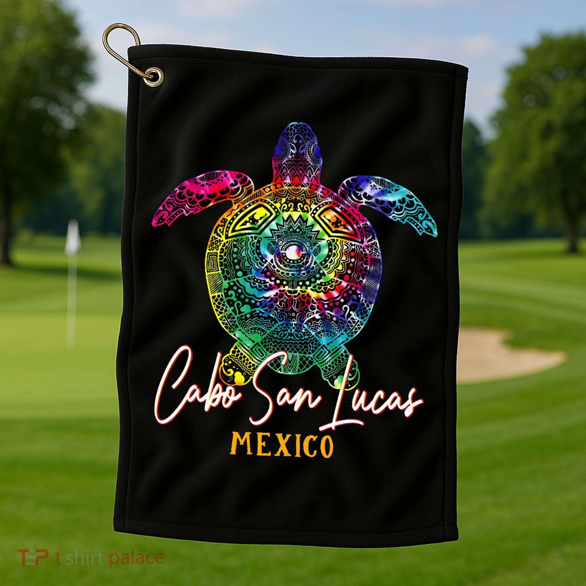Cabo San Lucas Tie Dye Sea Turtle Vacation Golf Towel