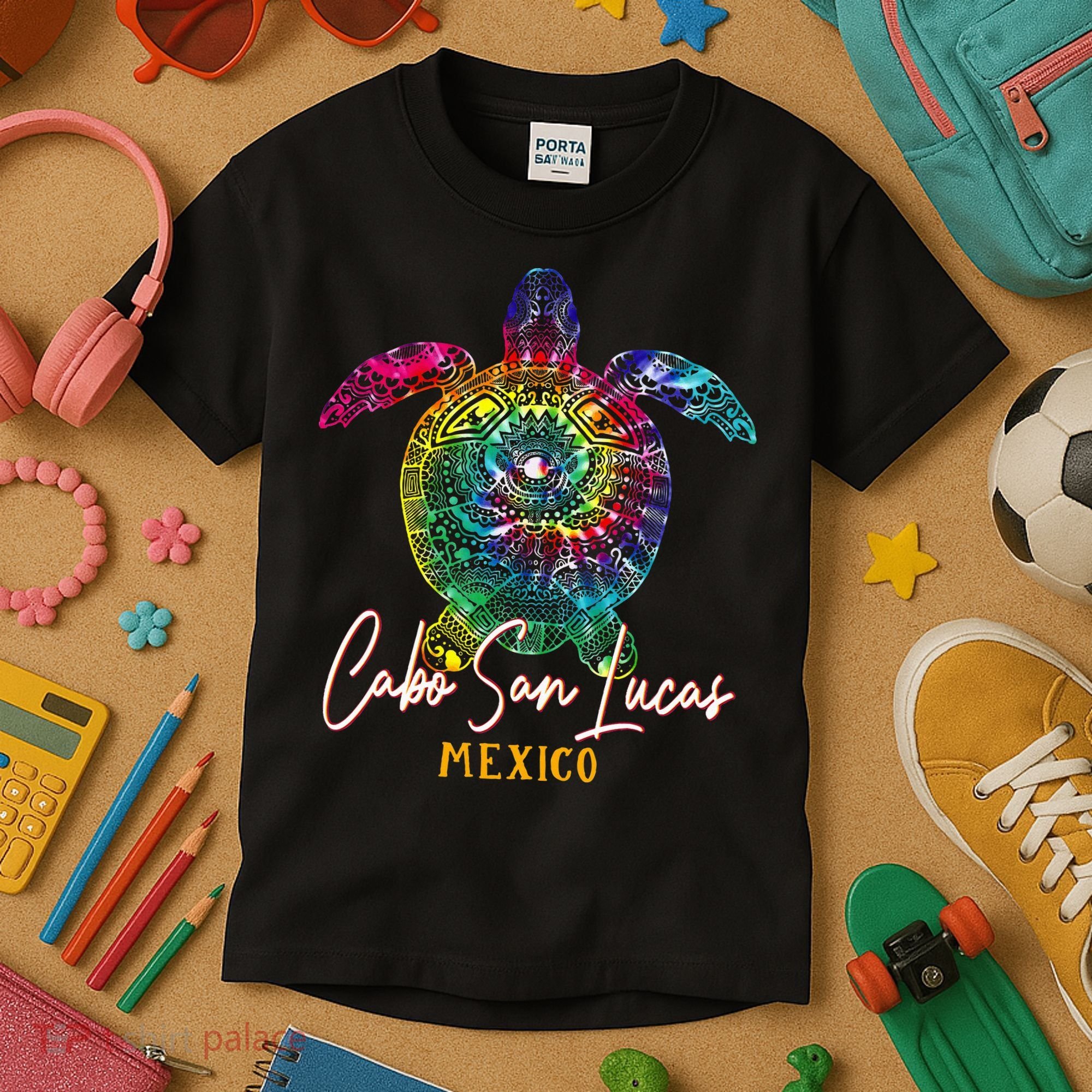Cabo San Lucas Tie Dye Sea Turtle Vacation Kids T-Shirt