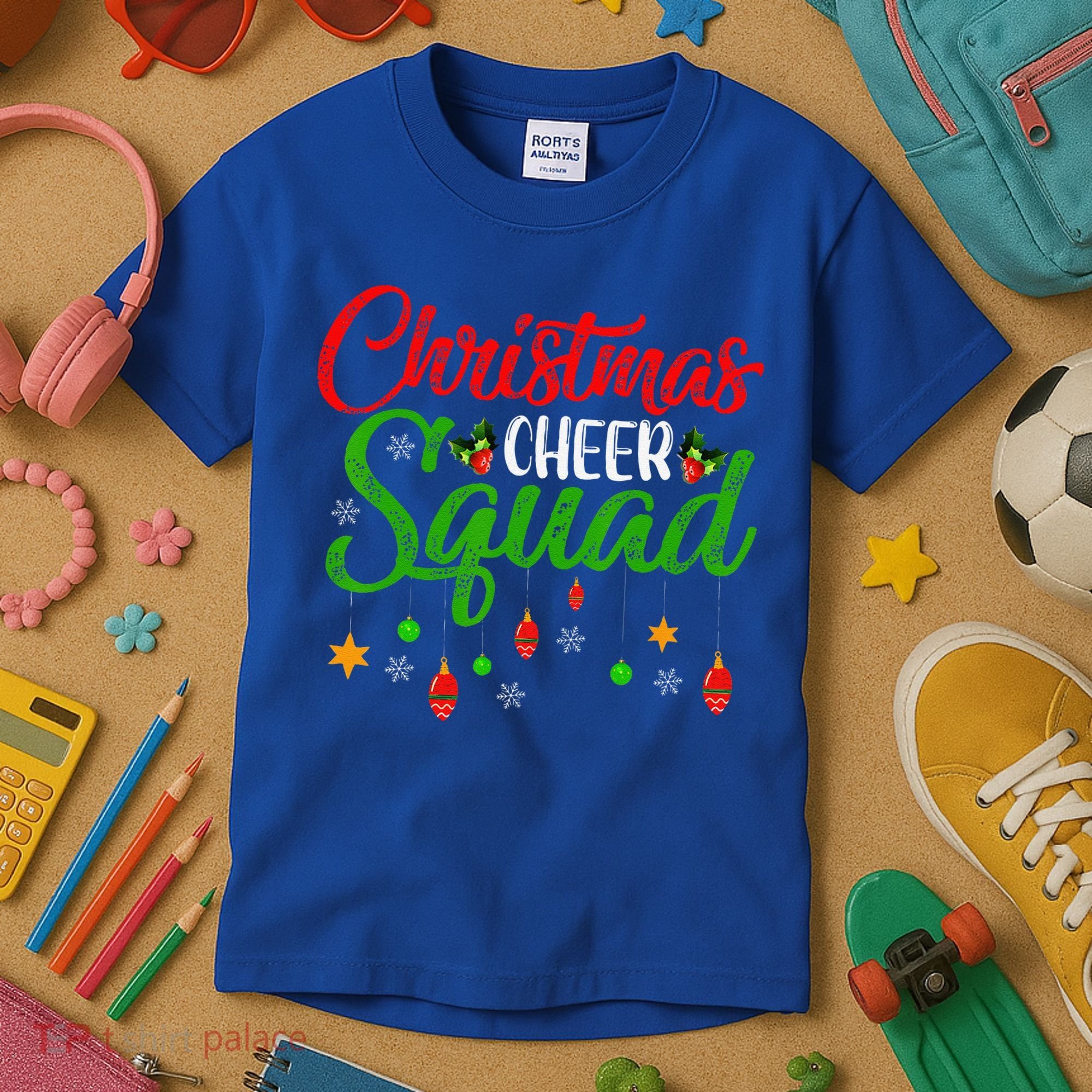 Cheerleading Sports Lover Christmas Cheer Squad Kids T-Shirt