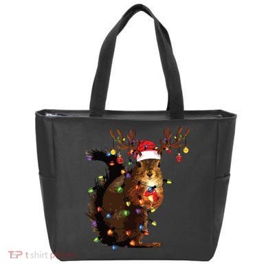 Christmas Squirrel Lights Tote Bag