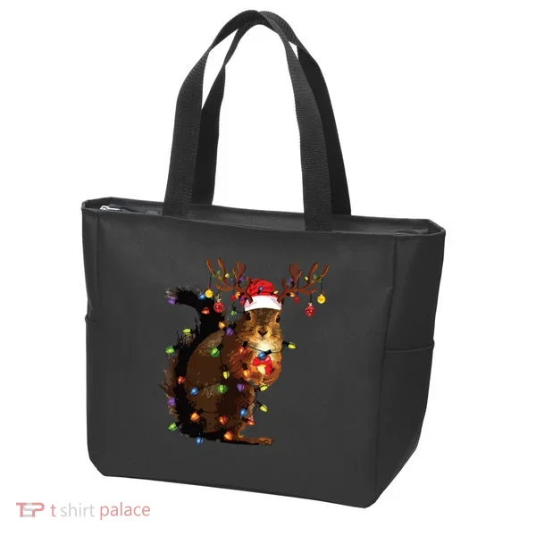 Christmas Squirrel Lights Tote Bag