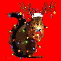 Christmas Squirrel Lights Santa Hat thumb 1