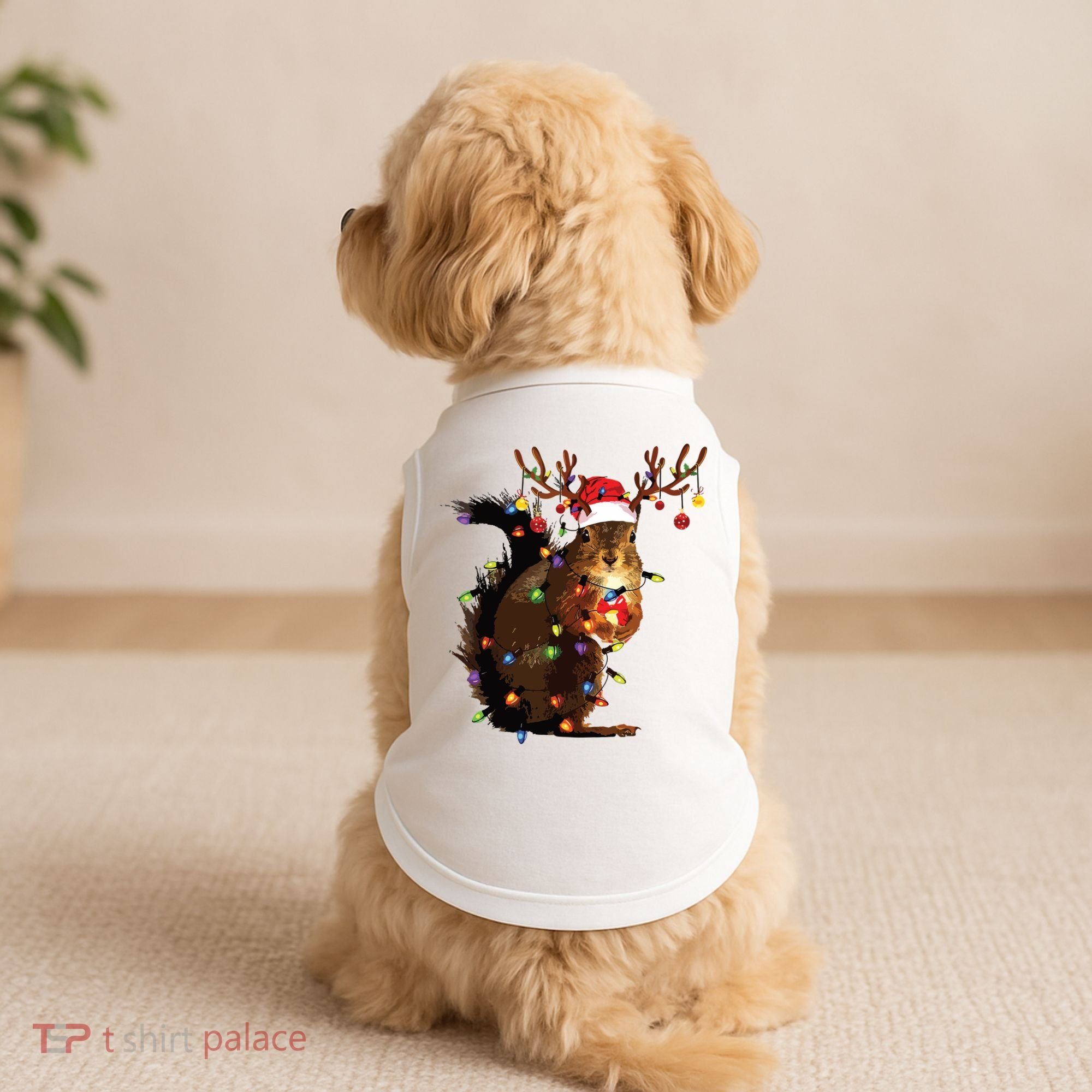 Christmas Squirrel Lights Doggie Tank
