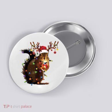 Christmas Squirrel Lights Button