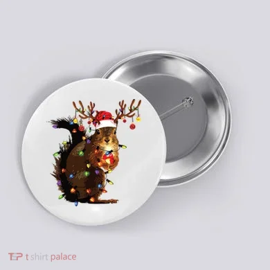Christmas Squirrel Lights Button