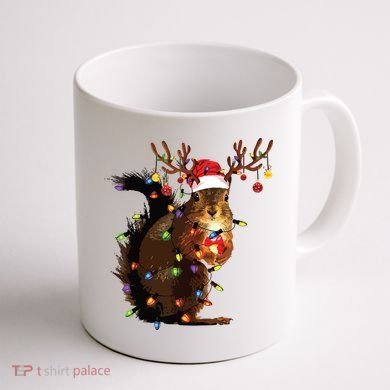Christmas Squirrel Lights Coffee Mug back