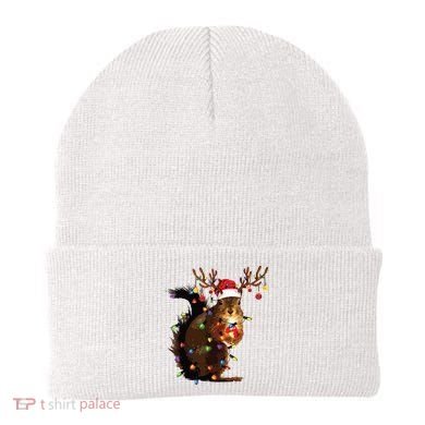 Christmas Squirrel Lights Beanie