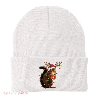 Christmas Squirrel Lights Beanie