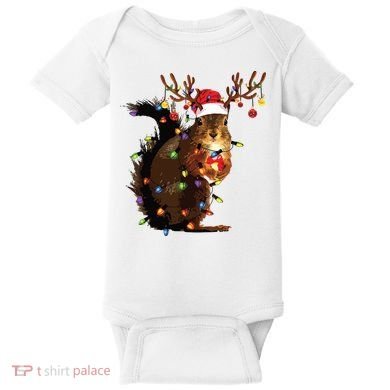 Christmas Squirrel Lights Baby Bodysuit
