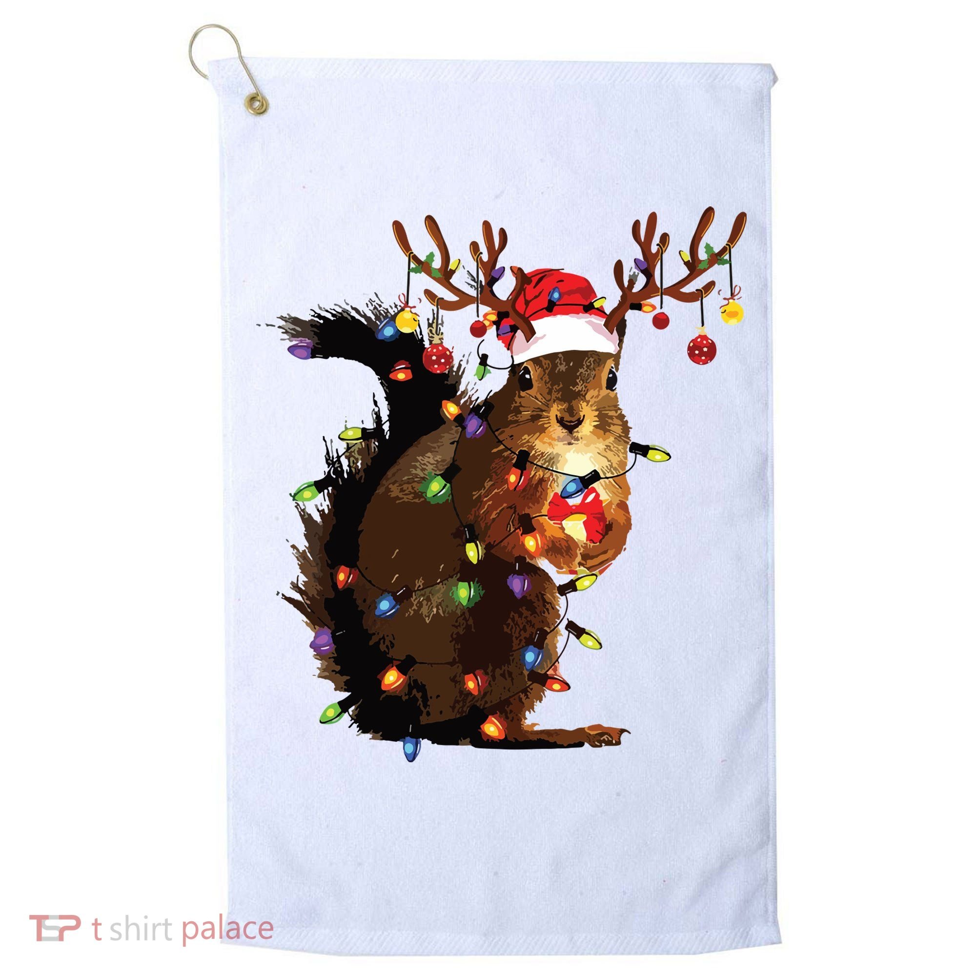 Christmas Squirrel Lights Golf Towel
