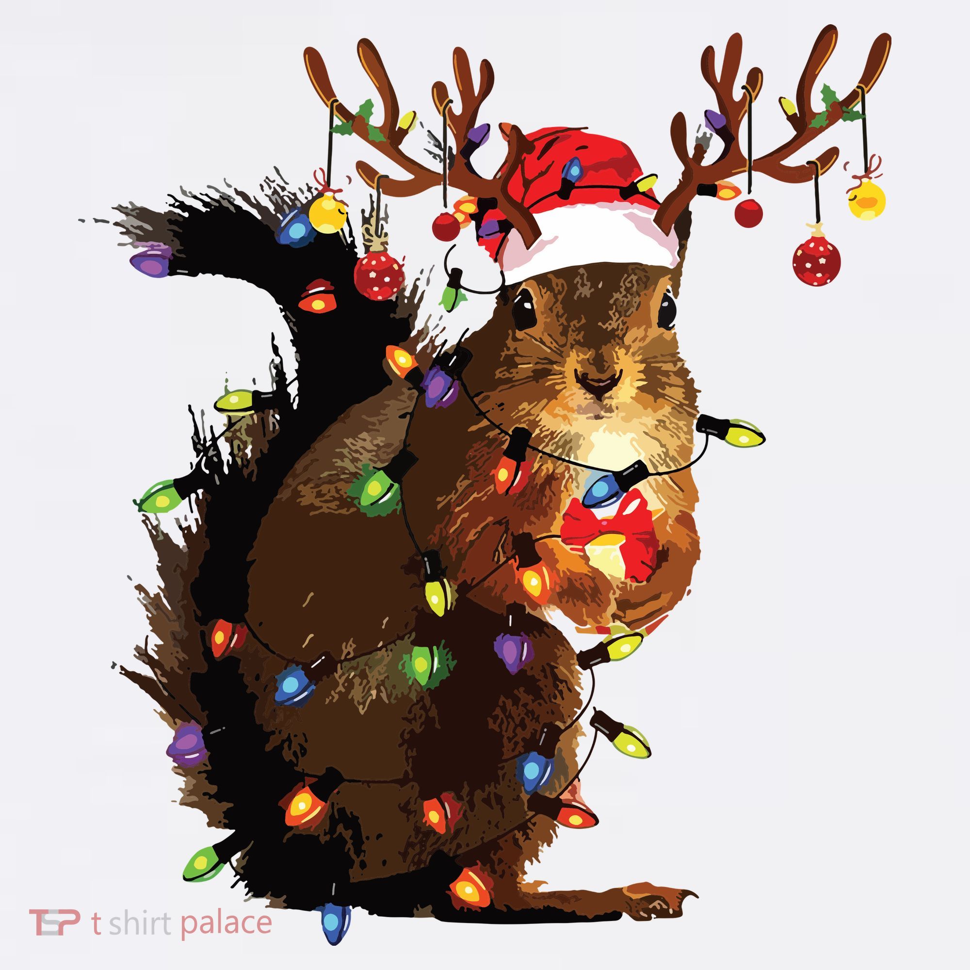 Christmas Squirrel Lights Golf Towel
