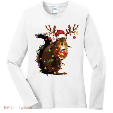Christmas Squirrel Lights Women's Long Sleeve Shirt