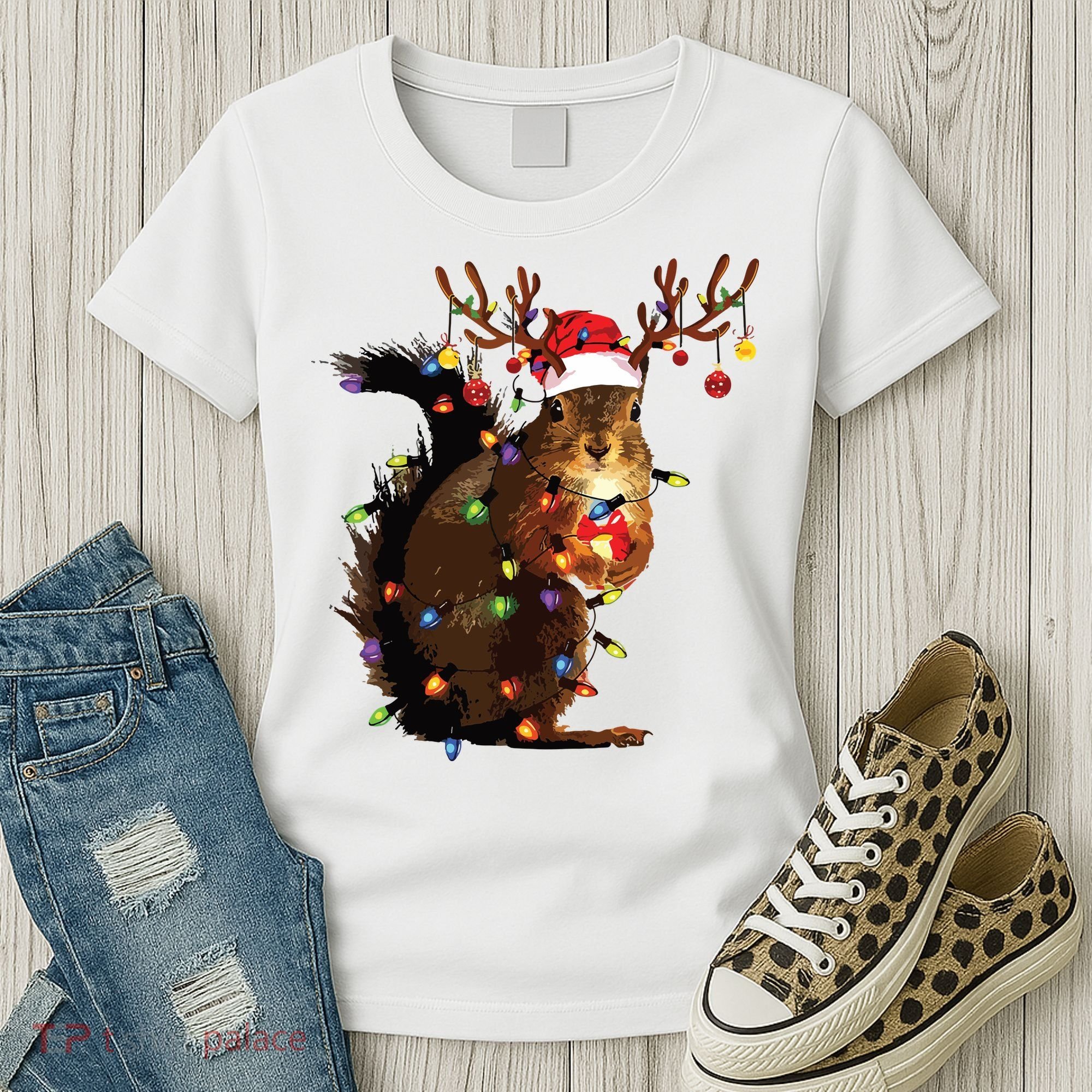 Christmas Squirrel Lights Women's T-Shirt