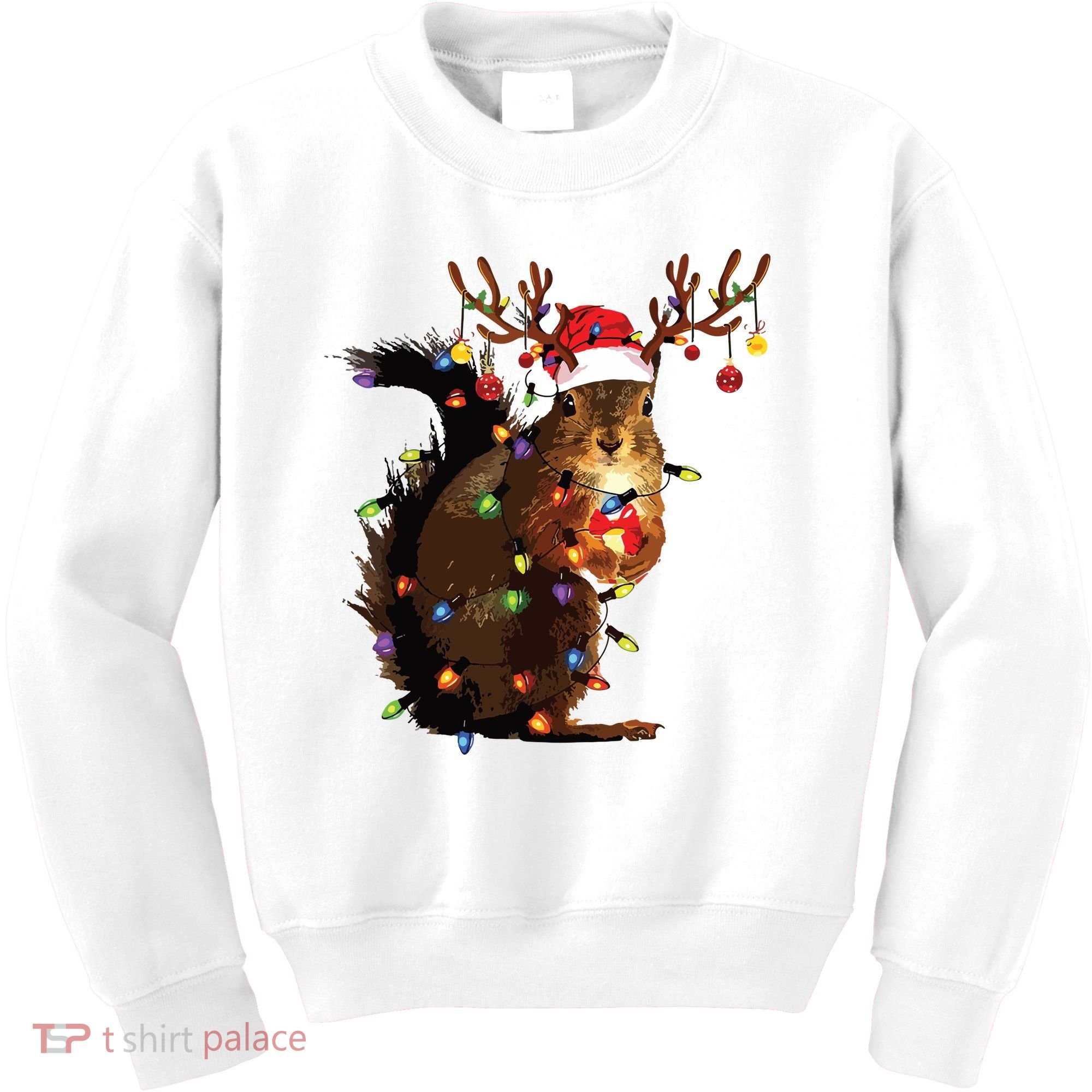 Christmas Squirrel Lights Kids Sweatshirt
