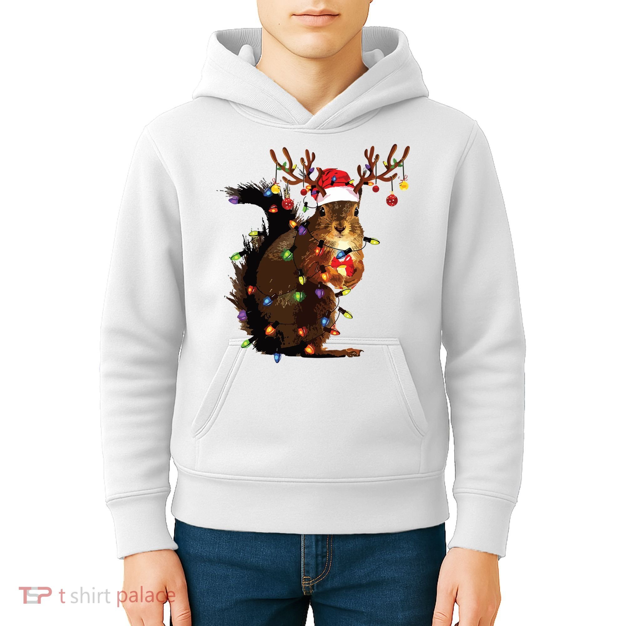 Christmas Squirrel Lights Kids Hoodie