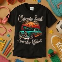 Chicano Soul Lowrider Oldies Car Clothing Low Slow Cholo Kids T-Shirt thumb 3