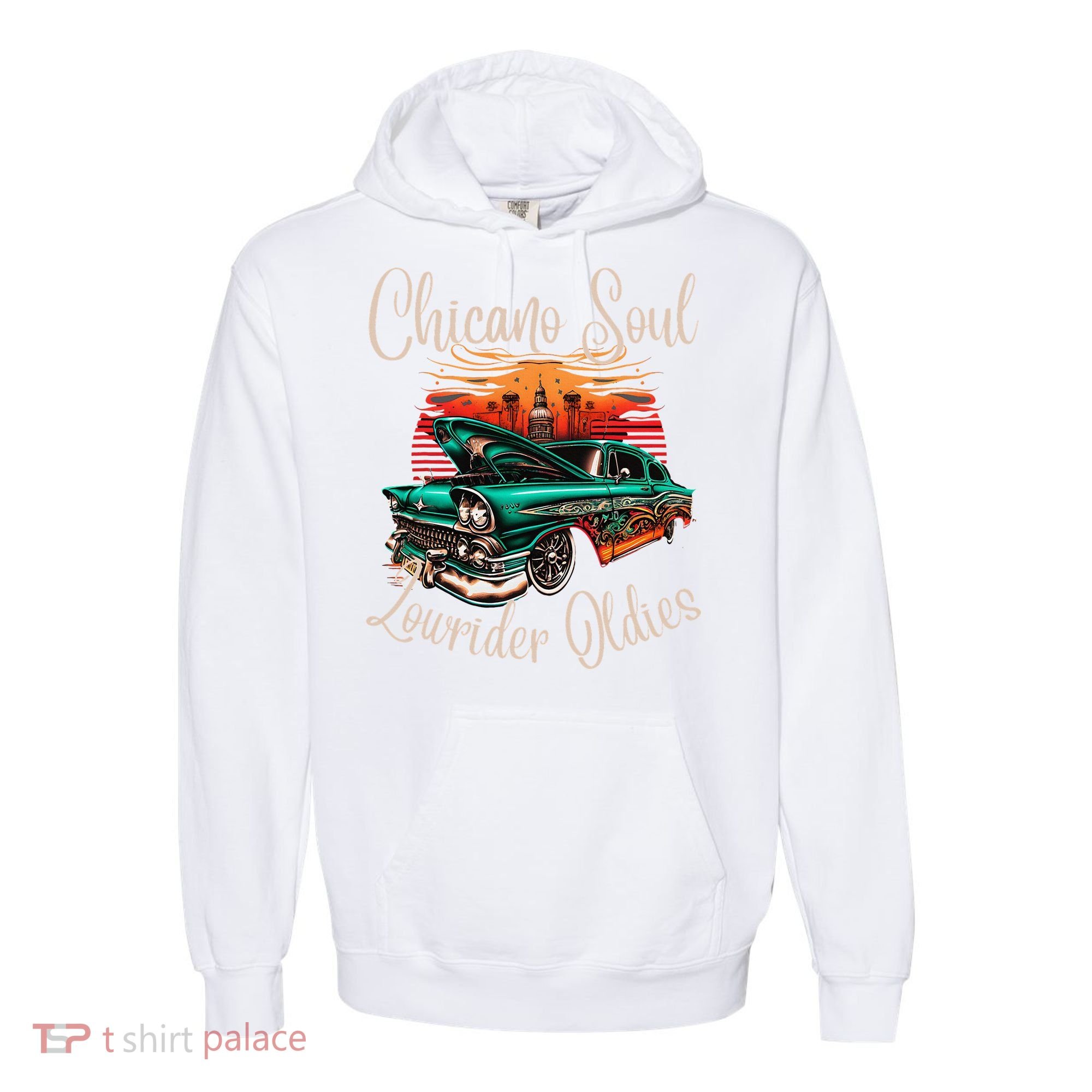 Chicano Soul Lowrider Oldies Car Clothing Low Slow Cholo Comfort Colors Garment-Dyed Hooded Sweatshirt