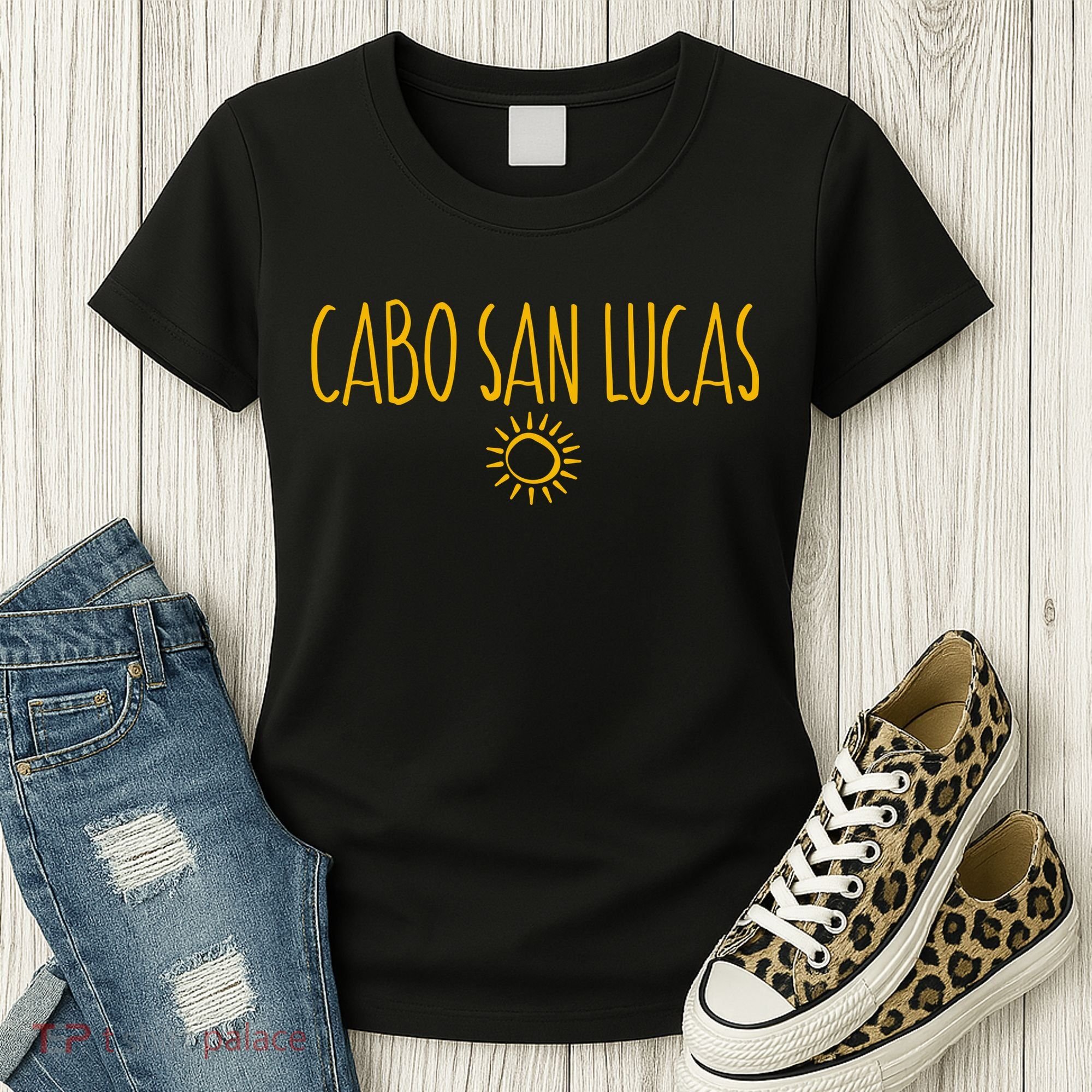 Cabo San Lucas Mexico Sun Drawing Amber Women's T-Shirt