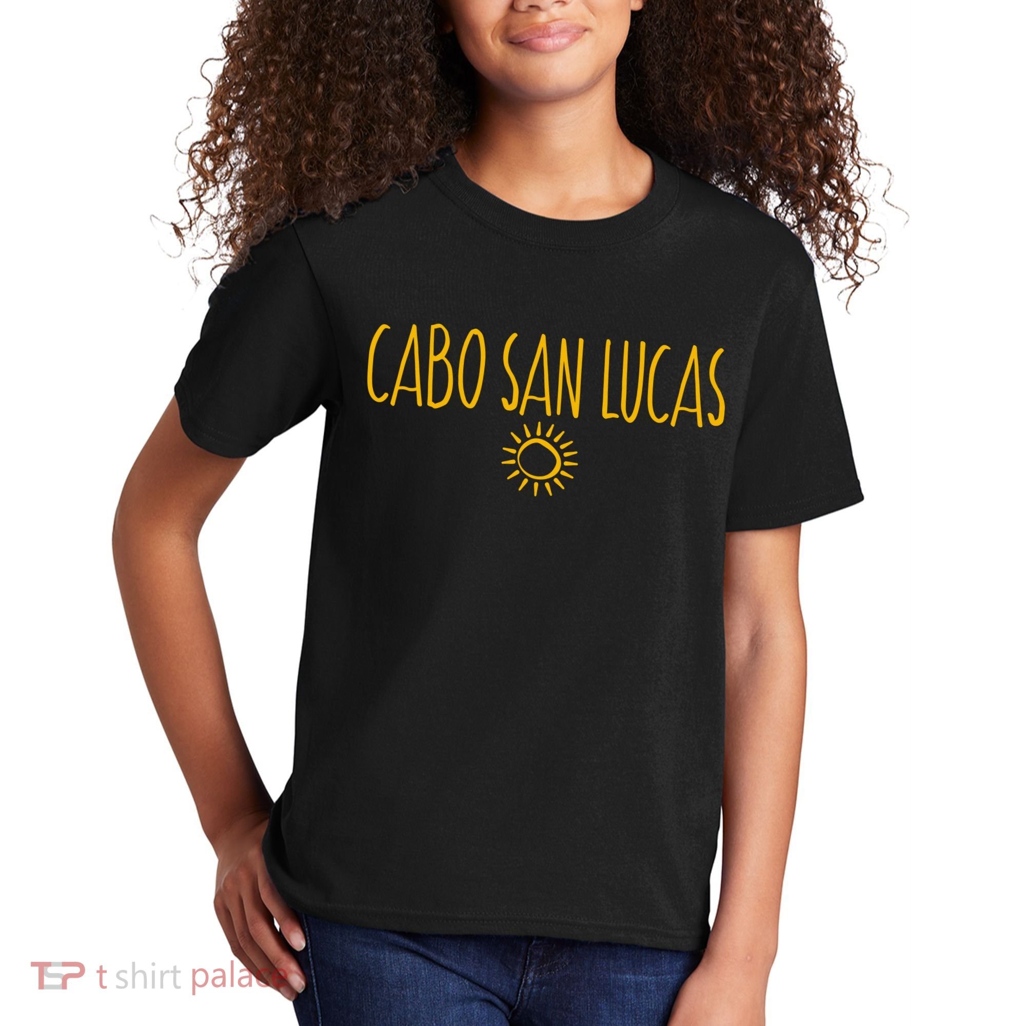 Cabo San Lucas Mexico Sun Drawing Amber Kids T-Shirt