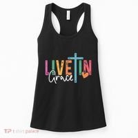 Christian Saying Live In Grace Jesus God Faith Bible Women's Tank Top thumb 0