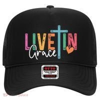 Christian Saying Live In Grace Jesus God Faith Bible Hat thumb 0