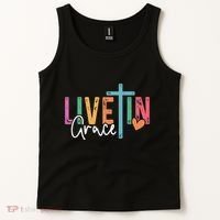 Christian Saying Live In Grace Jesus God Faith Bible Tank Top thumb 2