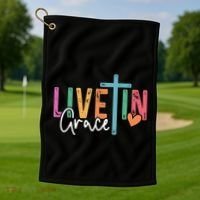 Christian Saying Live In Grace Jesus God Faith Bible Golf Towel thumb 1