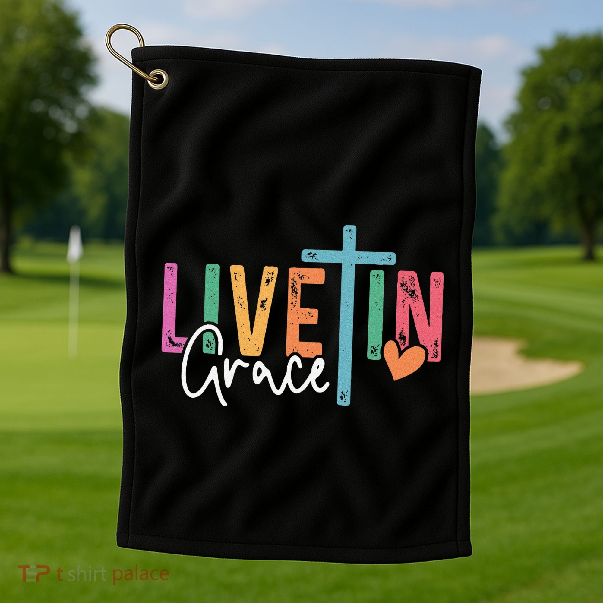 Christian Saying Live In Grace Jesus God Faith Bible Golf Towel