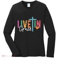 Christian Saying Live In Grace Jesus God Faith Bible Women's Long Sleeve Shirt thumb 0