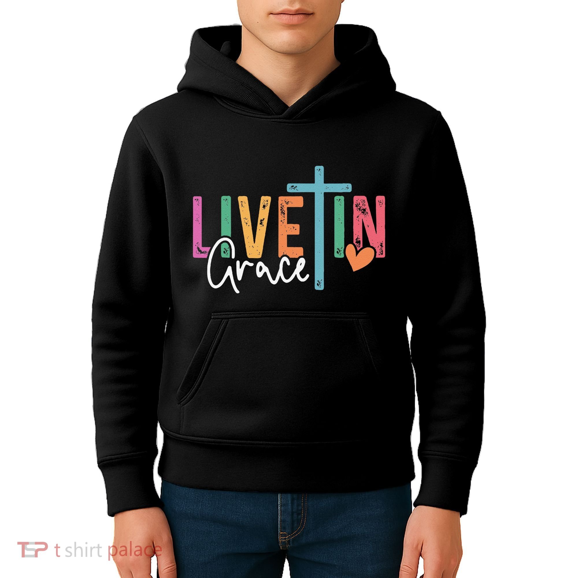Christian Saying Live In Grace Jesus God Faith Bible Kids Hoodie