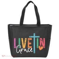Christian Saying Live In Grace Jesus God Faith Bible Tote Bag thumb 0