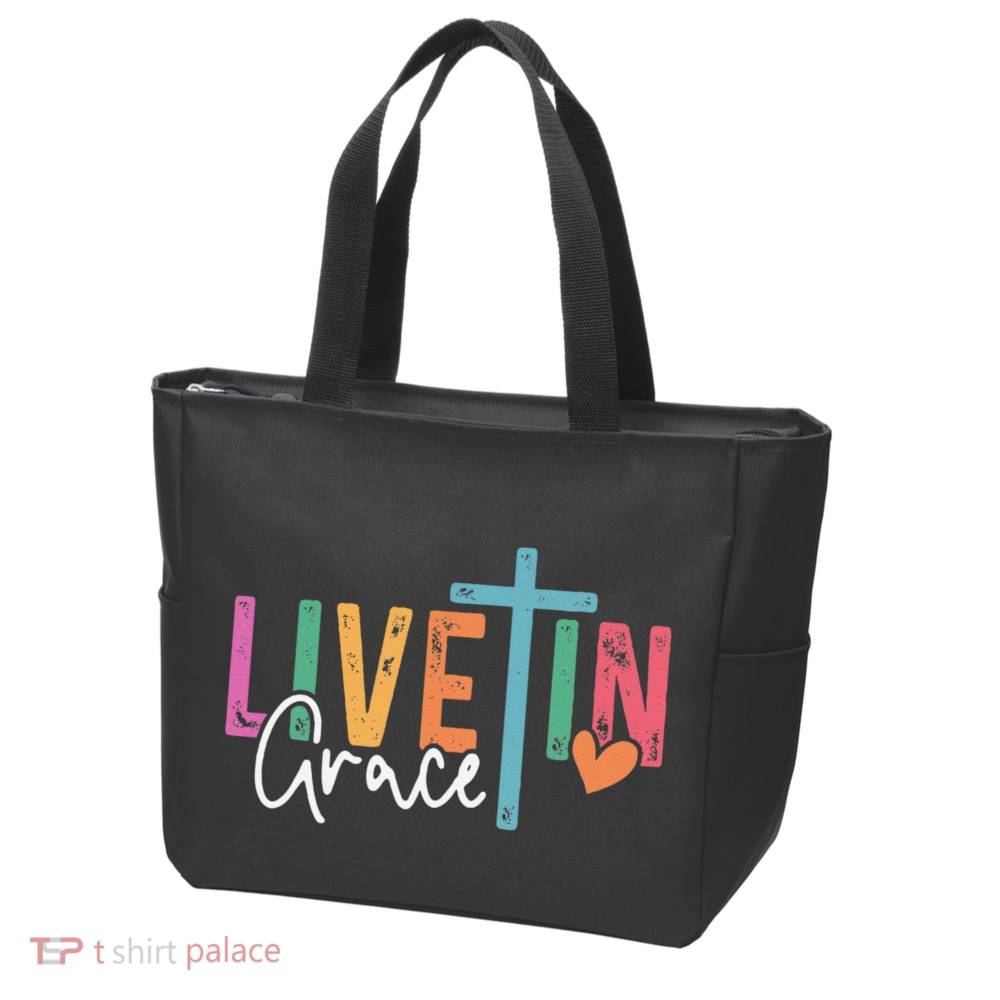 Christian Saying Live In Grace Jesus God Faith Bible Tote Bag