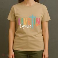 Christian Saying Live In Grace Jesus God Faith Bible T-Shirt thumb 4