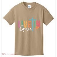 Christian Saying Live In Grace Jesus God Faith Bible Kids T-Shirt thumb 0