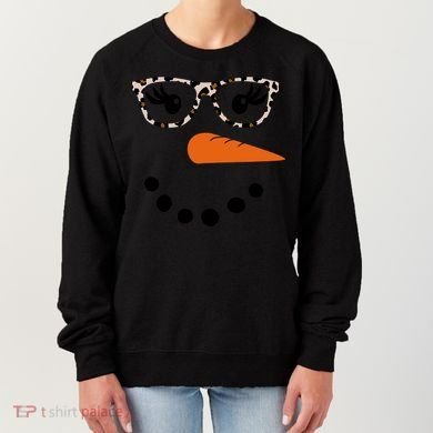 Cute Snowman Leopard Face Lady Women's Sweatshirt