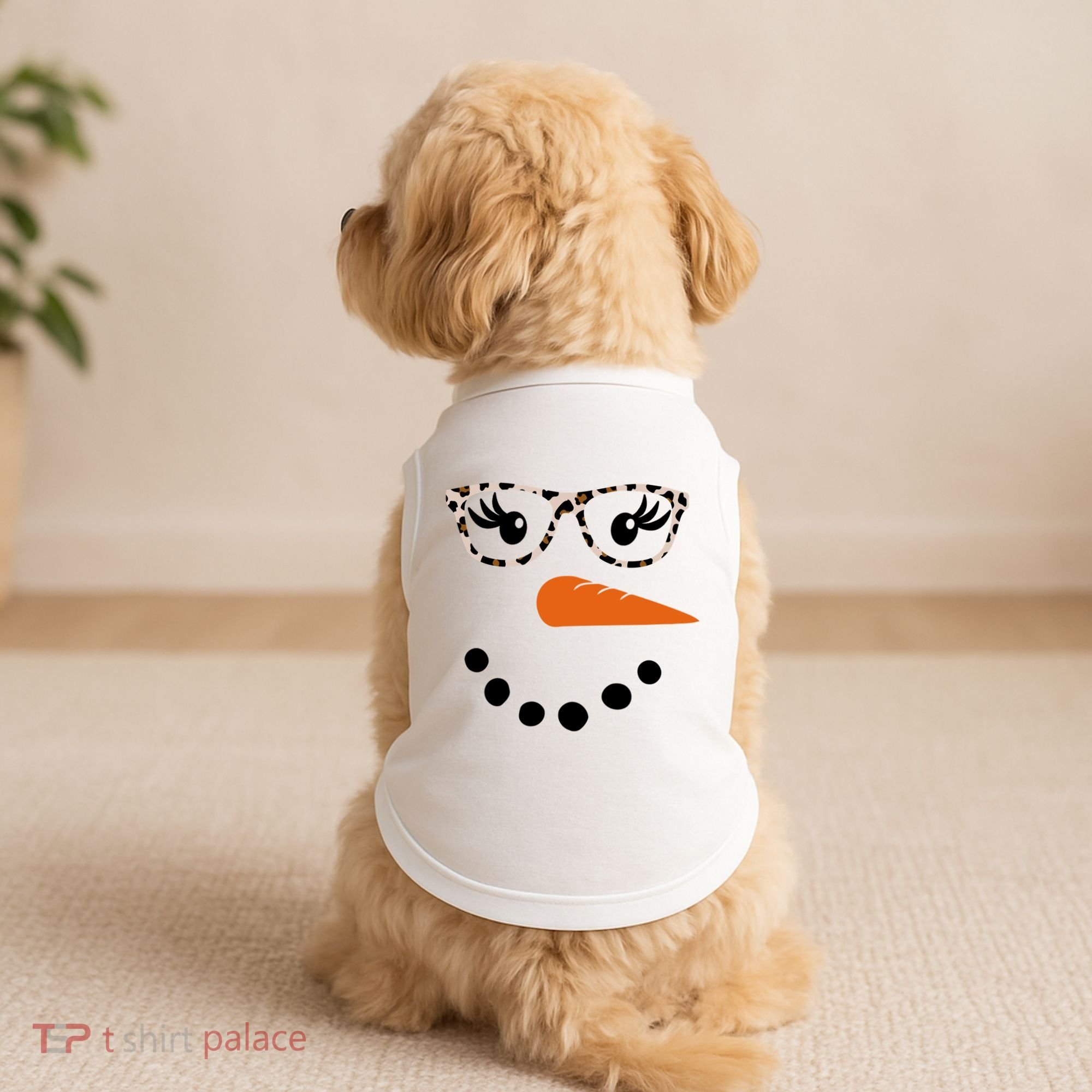 Cute Snowman Leopard Face Lady Doggie Tank