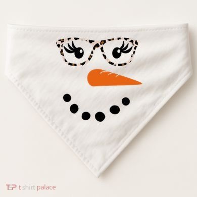 Cute Snowman Leopard Face Lady USA-Made Doggie Bandana