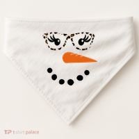 Cute Snowman Leopard Face Lady USA-Made Doggie Bandana thumb 0