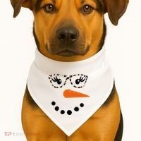 Cute Snowman Leopard Face Lady USA-Made Doggie Bandana thumb 1