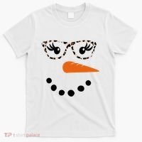 Cute Snowman Leopard Face Lady T-Shirt thumb 0