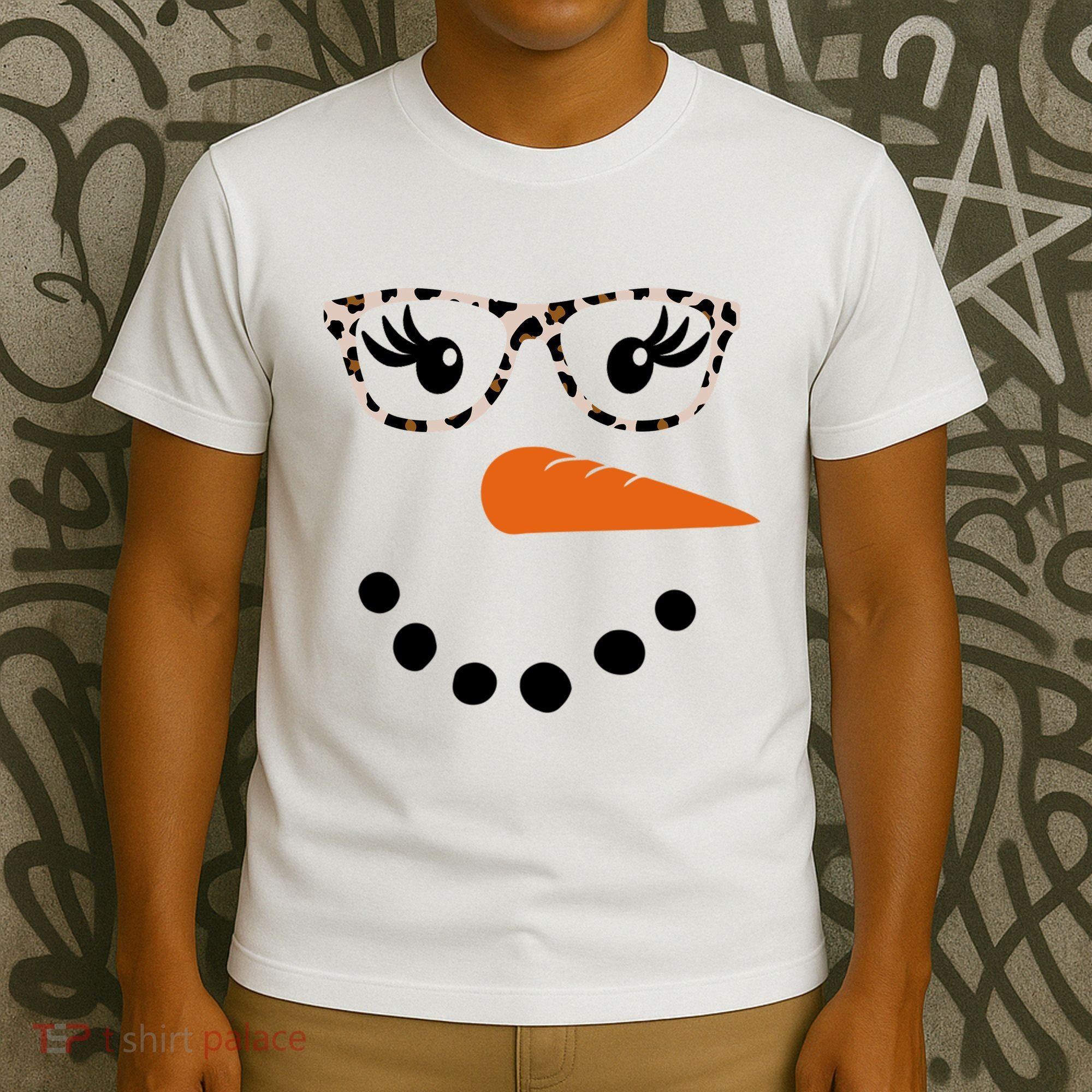 Cute Snowman Leopard Face Lady T-Shirt