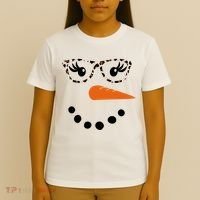 Cute Snowman Leopard Face Lady T-Shirt thumb 4