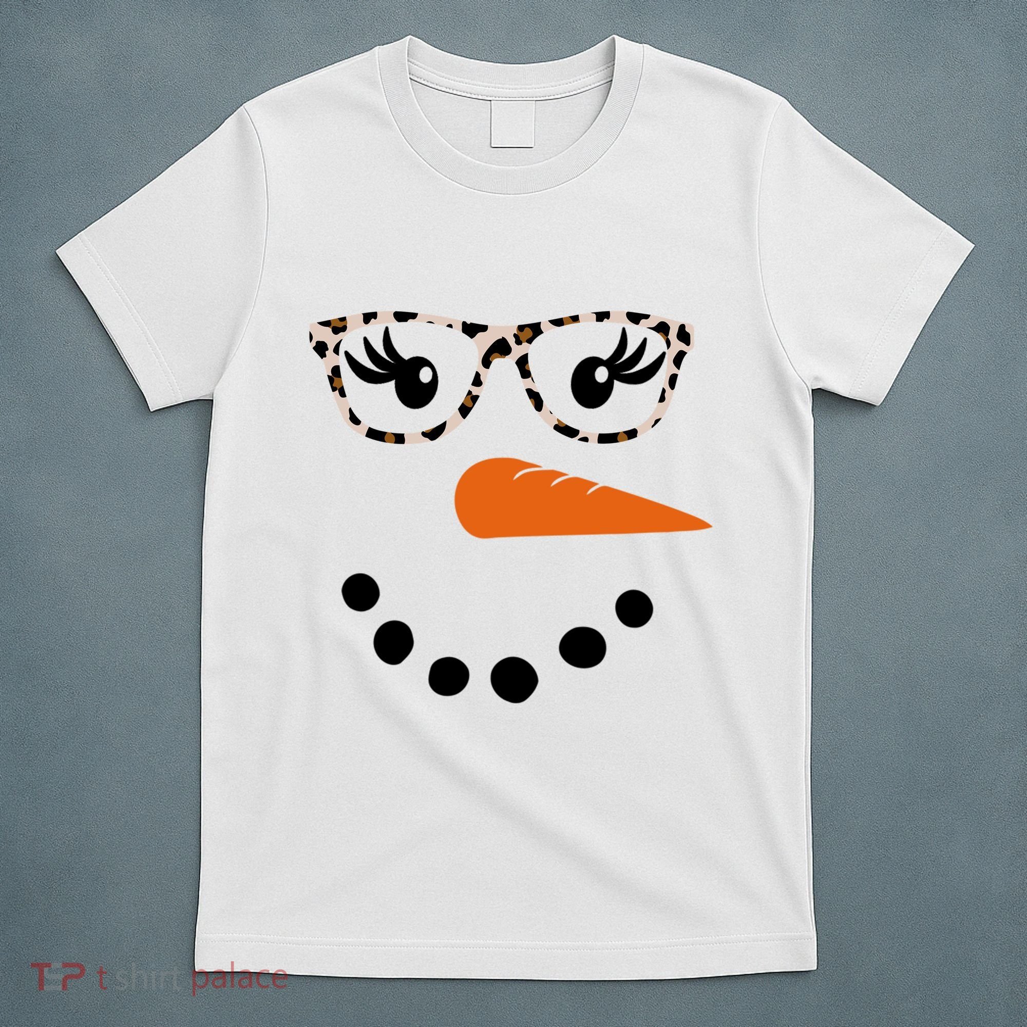 Cute Snowman Leopard Face Lady T-Shirt
