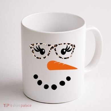 Cute Snowman Leopard Face Lady Coffee Mug back