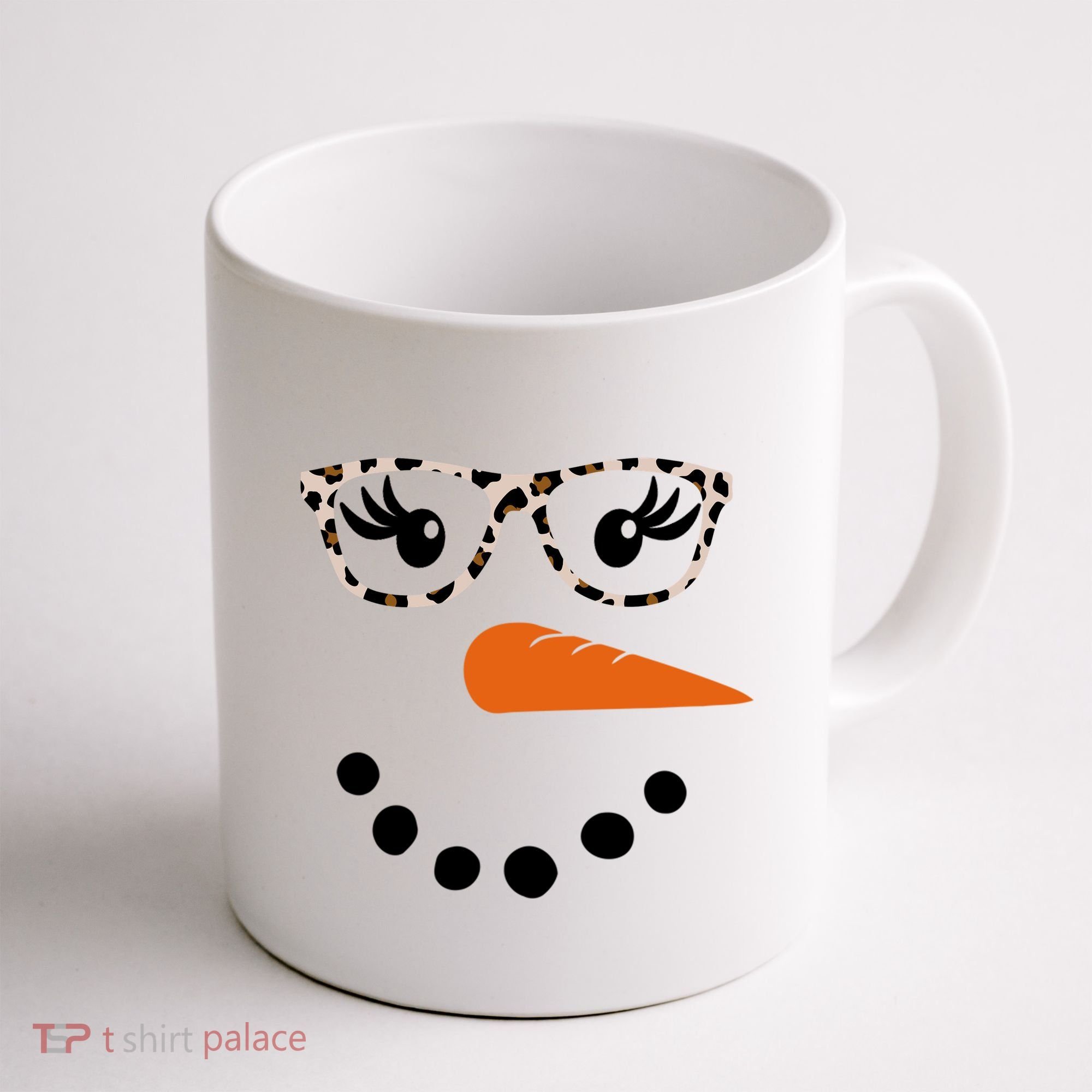 Cute Snowman Leopard Face Lady Coffee Mug